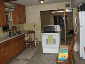 kitchen during/ new walkthrough framed in